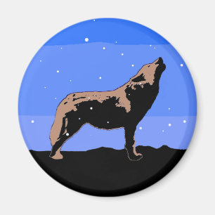 Íman Howling Wolf no inverno - Arte original sobre a vi