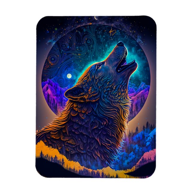 Íman Howling Wolf Surreal Fantasy (Vertical)