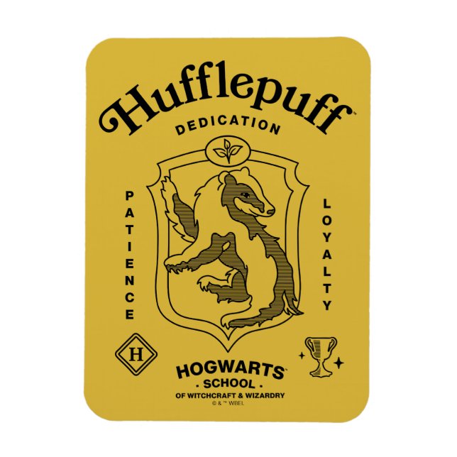 Íman HUFFLEPUFF™ Dedicação Paciência Lealdade Brasão (Vertical)