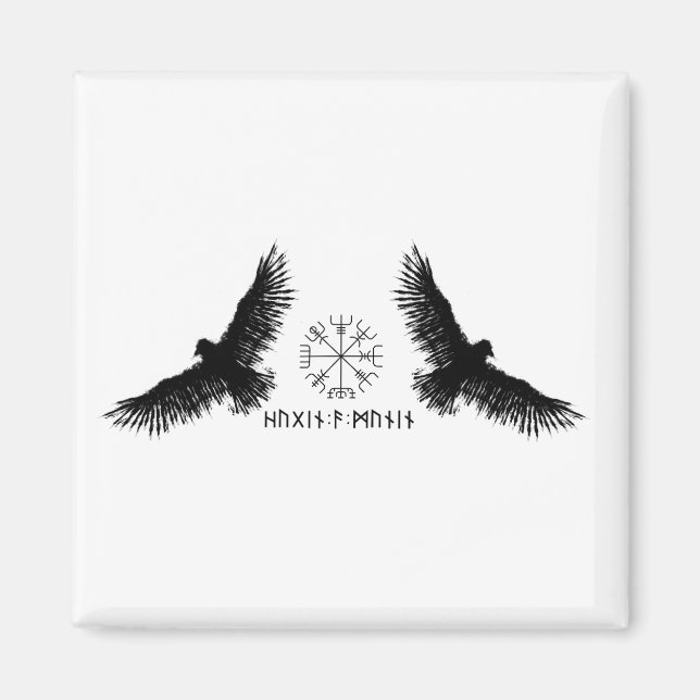 Íman Hugin & Munin | Vegvisir | Odins Raben | schwarz (Frente)
