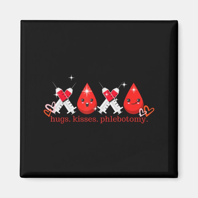 Íman Hugs Kiss Phlebotomy Valentines Phlebotomist Lab T (Frente)