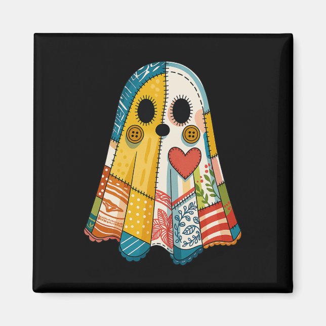 Íman Hugvyn Halloween Patchwork Ghost Spooky Quilt Ghos (Frente)