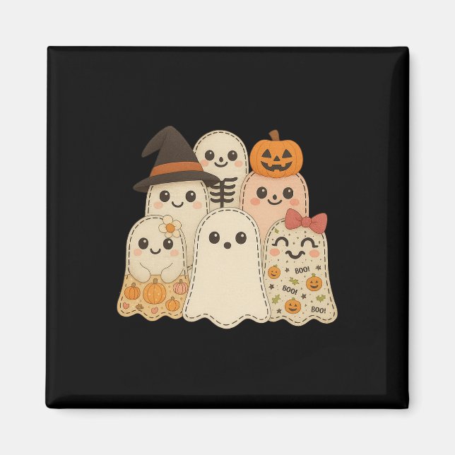 Íman Hugvyn Halloween Patchwork Quilt Ghost Matching Fa (Frente)