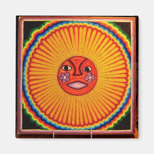 Íman Huichol String Art Sun Mexicano Folk Art (Frente)