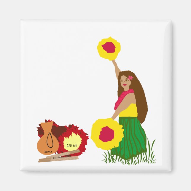 Íman Hula Dancer com seu ímã dos Instrumentos do Havaí (Frente)