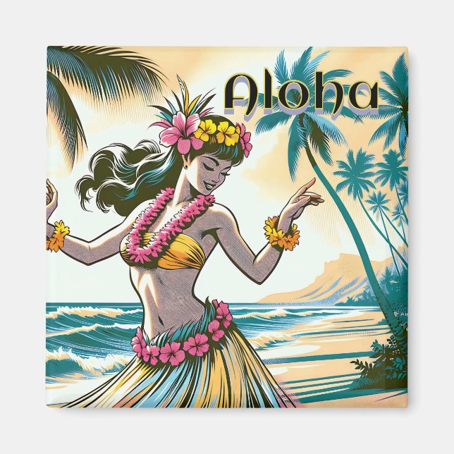Íman Hula Dancer nas Ilhas Havaianas Aloha (Frente)