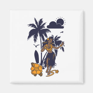 Íman Hula Hawaiian Girl Vintage Graphic