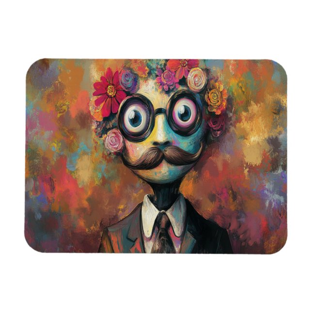 Íman Humanoide Whimsso com Olhos Grandes e Cabelos Flor (Horizontal)