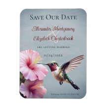 Hummingbird e Hibiscus | Blue Save the Date (Salva