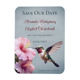 Íman Hummingbird e Hibiscus | Blue Save the Date (Salva