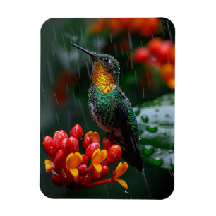 Íman Hummingbird Emperrado na Flor Brilhante