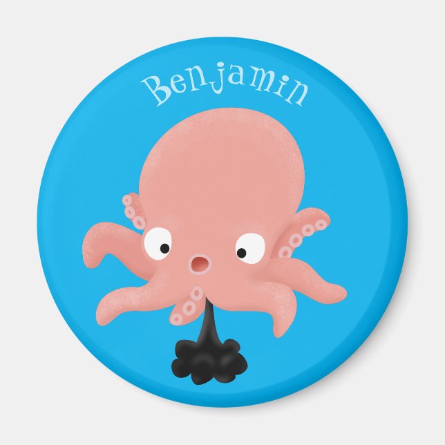 Íman Humor animado de polvo de bebê rosa e bonito (Frente)