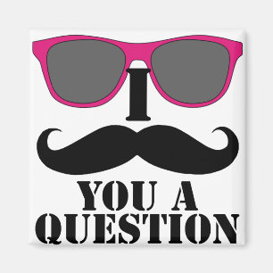 Íman Humor do Moustache com óculos de sol cor-de-rosa