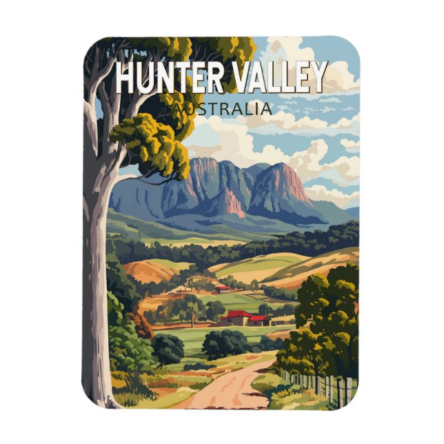 Íman Hunter Valley Austrália Viagem Arte Vintage (Vertical)
