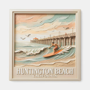 Íman Huntington Beach Califórnia Surf Texturizado Vinta