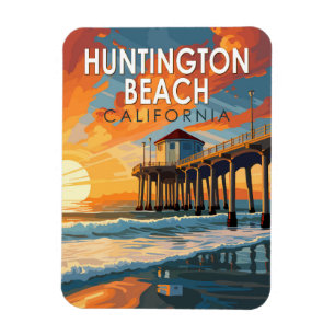 Íman Huntington Beach California Viagem Art Vintage