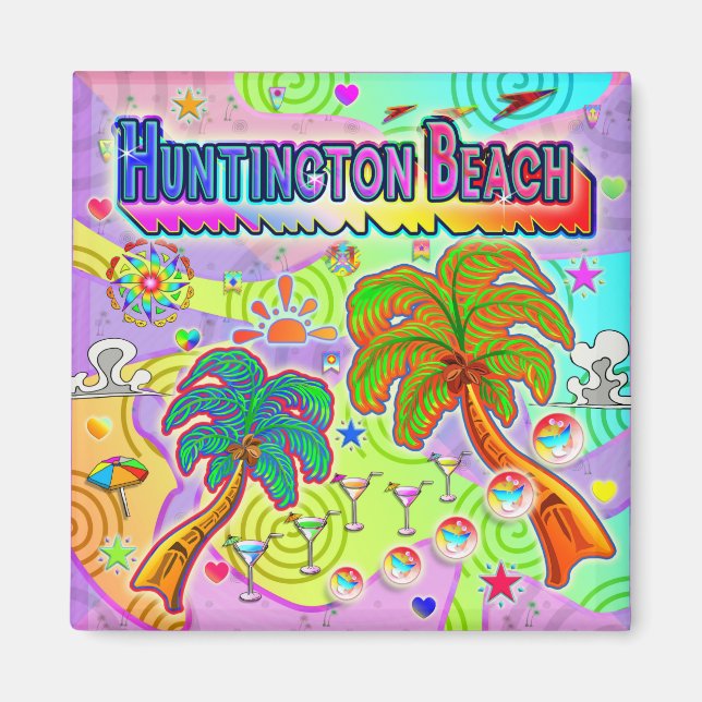Íman Huntington Beach Vacing - Alvo Magnet (Frente)
