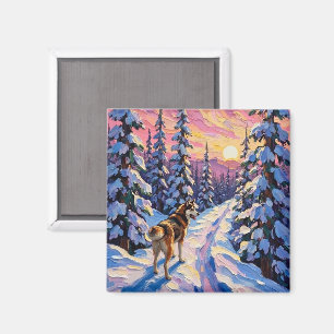 Íman Husky Antigo na Trilha Florestal de Natal Nevada