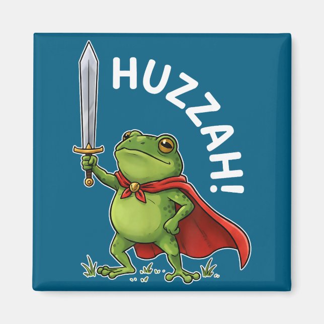 Íman Huzzah Frog Knight Funny Sword Meme Frog Quote Men (Frente)