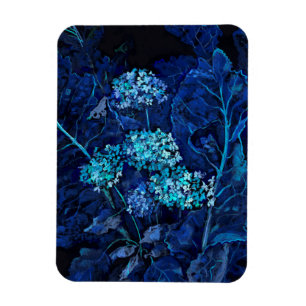 Íman Hydrangea Flowers Horseradish Floral Painting Blue