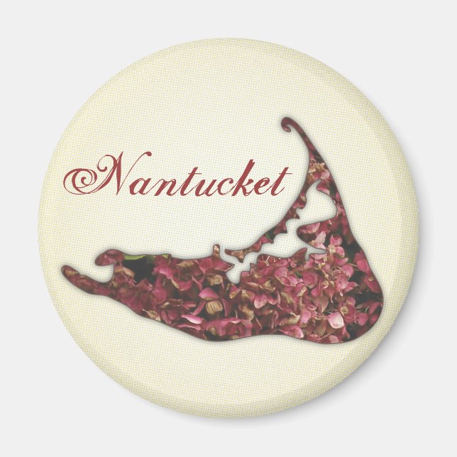 Íman Hydrangea Map of Nantucket Island, Massachusetts (Frente)