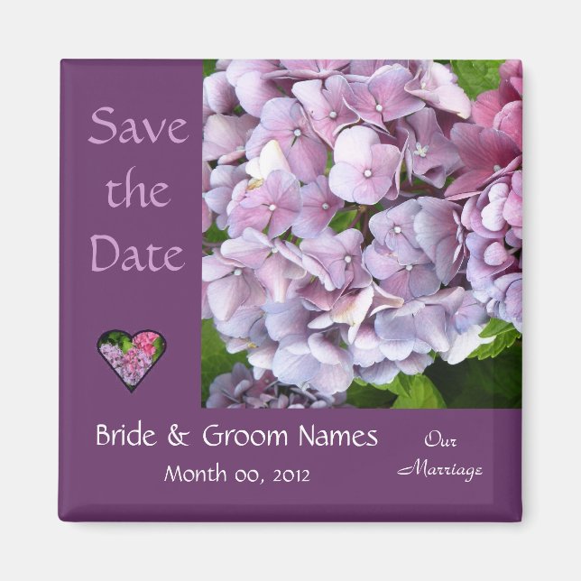 Íman Hydrangea Weding The Date Magnet (Frente)
