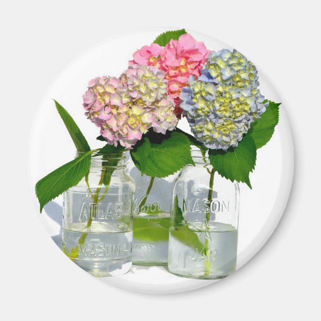 Íman hydrangeas e mason jar (Frente)