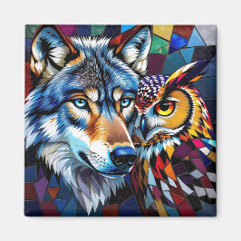 Íman Hyperreaslistic Wolf and Owl
