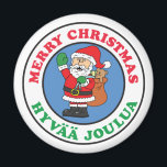 Íman Hyvaa Joulua Papais noeis de Natal Finlandês Magne<br><div class="desc">Hyvaa Joulua Papais noeis de Natal Finlandês. Diga Feliz Natal em finlandês com estes Papais noeis bonitinhos de desenho animado. Perfeito para um garoto ou garota finlandês durante o Natal.</div>