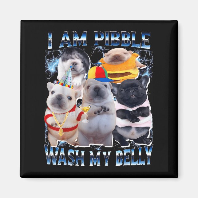 Íman I Am Bble Wash My Belly Bble Meme Funny Dog Brainr (Frente)