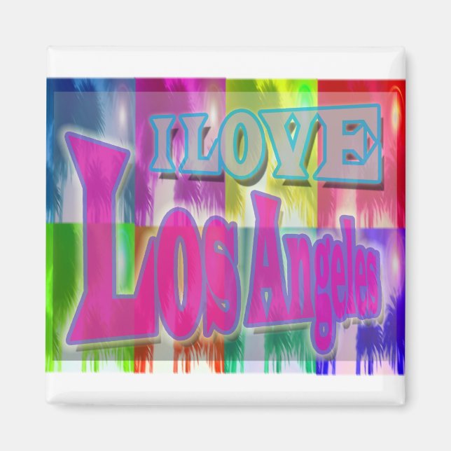Íman "I AMVE Los Angeles" Colorida Palms Magnet (Frente)