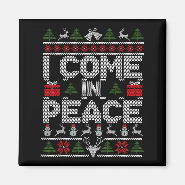 Íman I Come In Peace Couple Matching Ugly Christmas Swe (Frente)