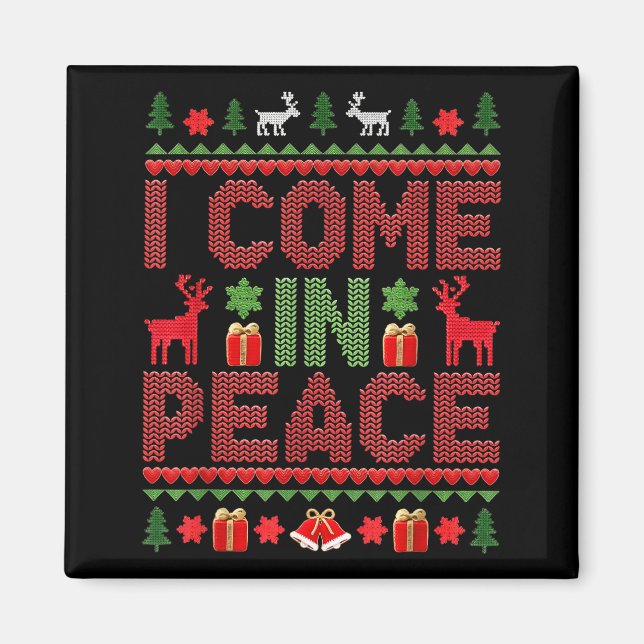 Íman I Come In Peace Couple Matching Ugly Christmas Swe (Frente)