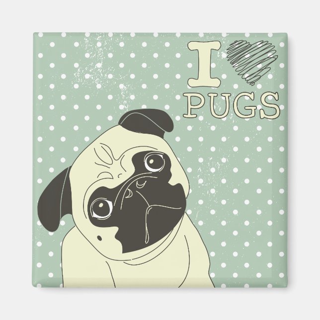 Íman I Heart Pugs Magnet (Frente)