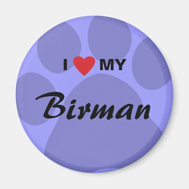 Íman I Love (Heart) My Birman Pawprint (Frente)