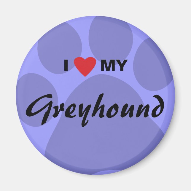 Íman I Love (Heart) My Greyhound Paw Print (Frente)