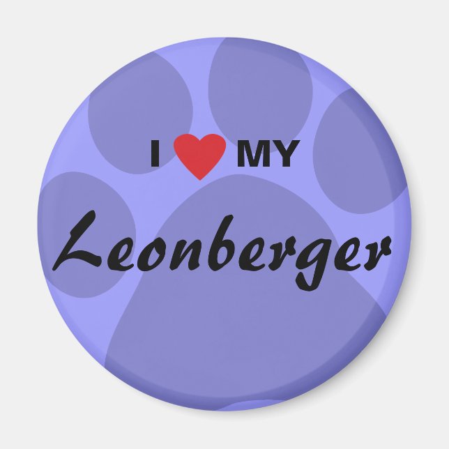Íman I Love (Heart) My Leonberger Pawprint (Frente)
