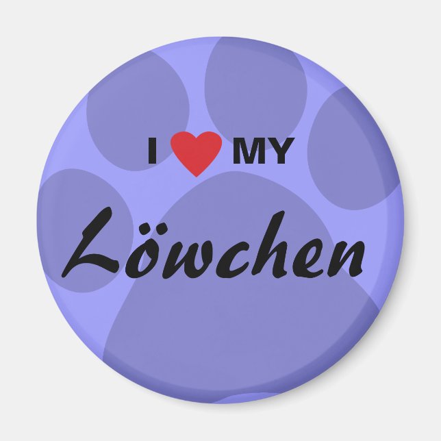 Íman I Love (Heart) My Lowchen Pawprint (Frente)