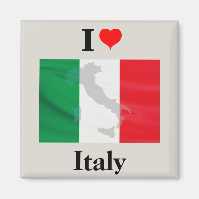 Íman I Love Italy Flag Map (Frente)