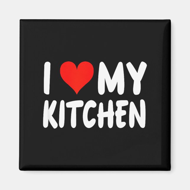 Íman I Love Kitchen - Heart - Funny Cute Cook Remodel C (Frente)