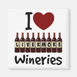 Íman I Love Livermore Wineries Heart and Wine Bottles