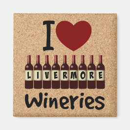 Íman I Love Livermore Wineries Heart and Wine Bottles