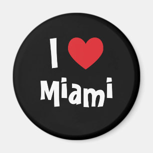 Íman I Love Miami Red Heart White on Black