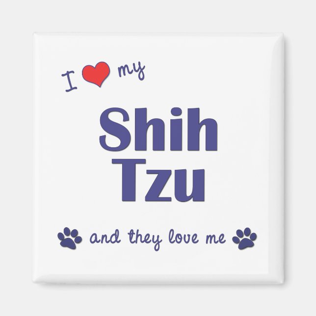 Íman I Love My Shih Tzu (Vários Cães) (Frente)