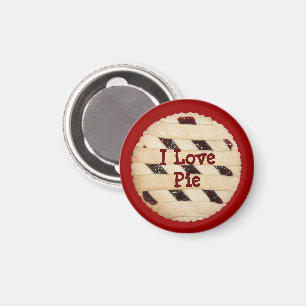 Íman "I Love Pie" Lattice Top Raspberry Pie/Tart Magnet