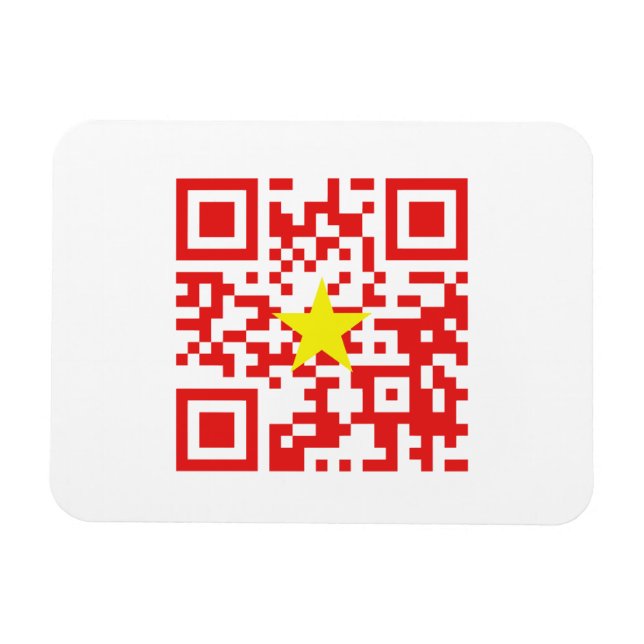 Íman I Love Vietnam (Tôi Yêu Viet Nam) Flag QR Code (Horizontal)