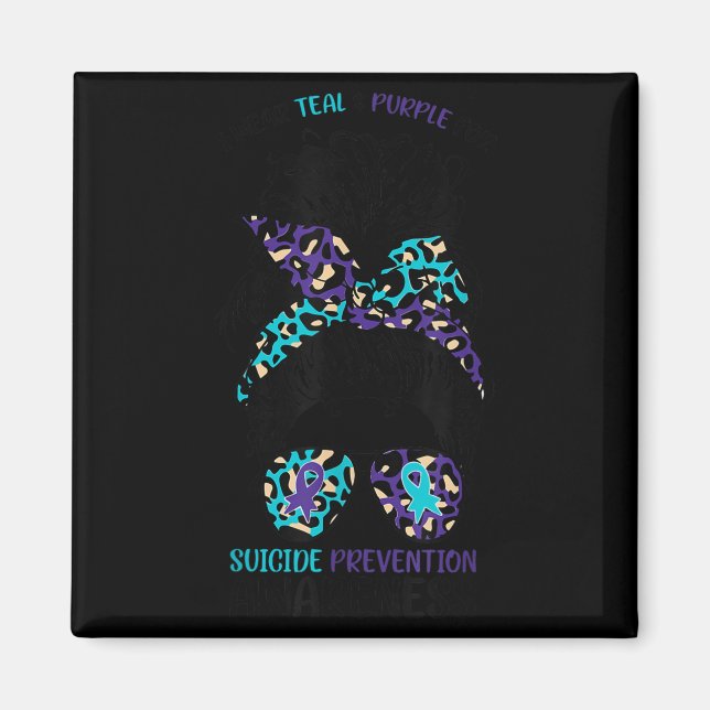 Íman I Wear Teal &amp; Purple For Suicide Prevention Aw (Frente)