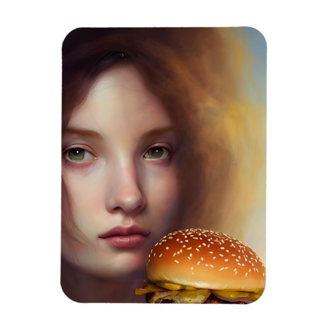 Íman IA gerou arte de uma deusa com um cheeseburger (Vertical)