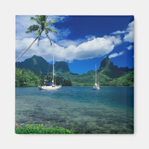 Íman Iates particulares ancorados na Baía de Opunohu, 