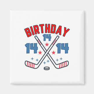 Íman Ice Hockey Fourteen Birthday Boy 14th Party Boys A